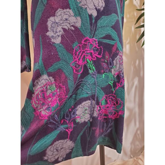 White Stuff Embroidered Floral Knit Wool Cashmere Sweater Midi Dress Size 10 - Picture 6 of 11